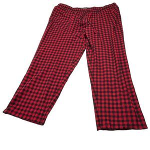 Nautica Men's XXL Lightweight Cozy Fleece Pajama Pants Red & Black Plaid w/Mark